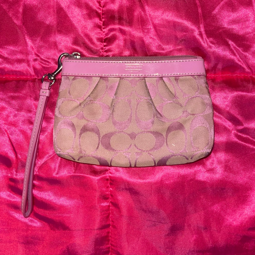 Coach Pink and Tan Wristlet